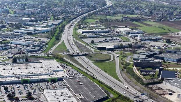 Aerial view of Carrefour Shopping Centre France.