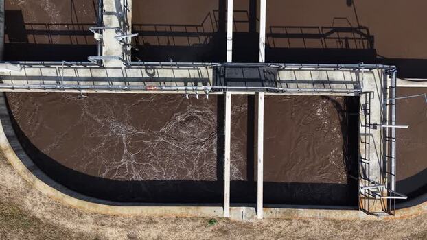 Aerial view of sewage treatment plant in Targu Secuiesc Romania.
