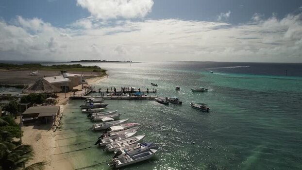 Aerial view of Los Roques archipelago in Venezuela.