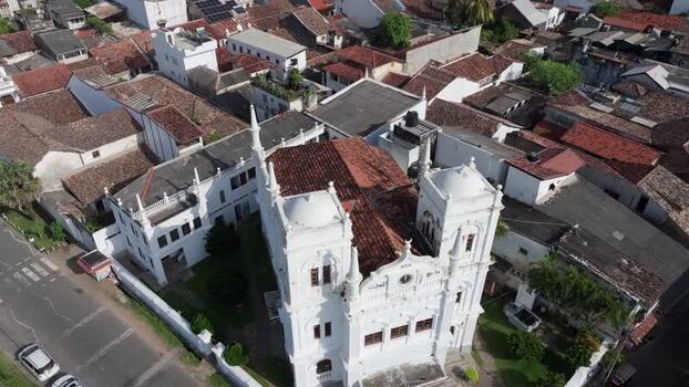 Aerial view of Jami Ul Alfar Mosque in Colombo Sri Lanka.