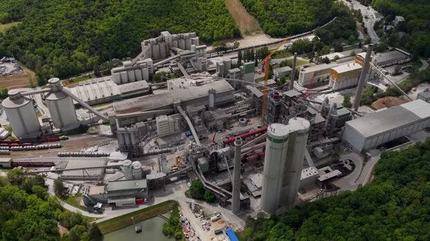 Aerial view of a large cement factory in Mokra Horakov Czechia.