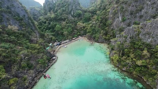 FPV aerial view of Kayangan Lake in Coron Philippines. FPV aerial view of Kayangan Lake in Coron Philippines.