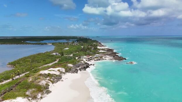 Aerial view of the Salt trading post and coastline in The Bahamas. Aerial view of the Salt trading post and coastline in The Bahamas.
