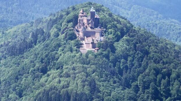 Aerial view of Haut Koenigsbourg Castle France.