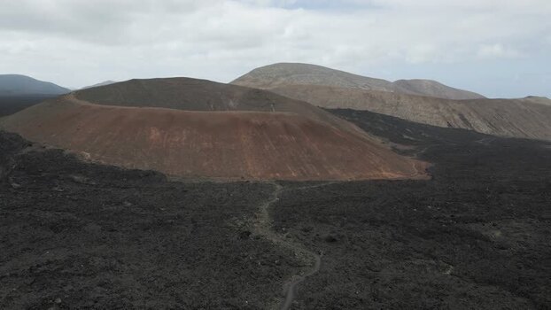 Aerial View of Caldera Blanca Lanzarote Canary Islands Spain.