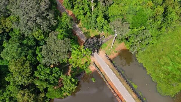 Aerial view of Angkor Thom South Gate in Cambodia. Aerial view of Angkor Thom South Gate in Cambodia.