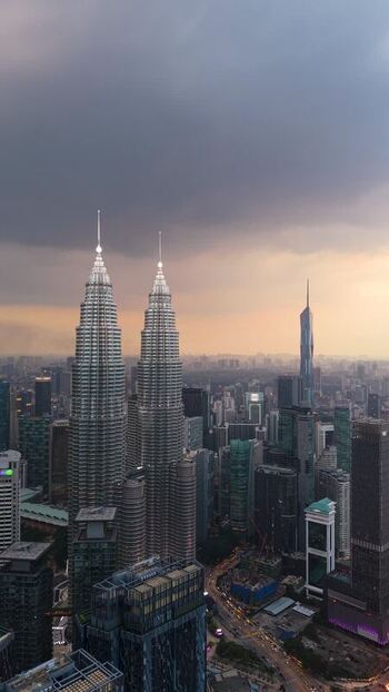 Aerial view of Petronas Towers Malaysia.
