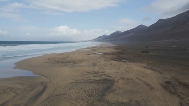 Aerial View of Playa de Cofete Canary Islands Spain.