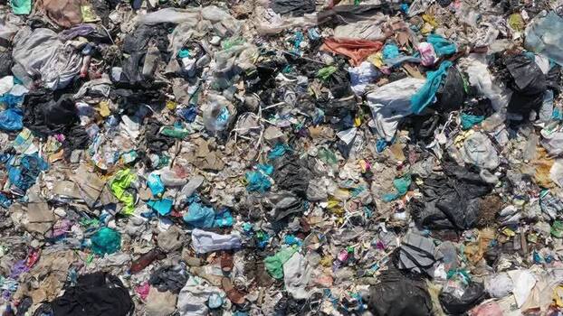 Aerial view of a massive landfill site in Russia.