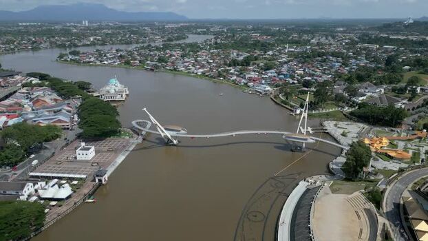 Aerial view of Darul Hana Bridge in Kuching Malaysia. Aerial view of Darul Hana Bridge in Kuching Malaysia.