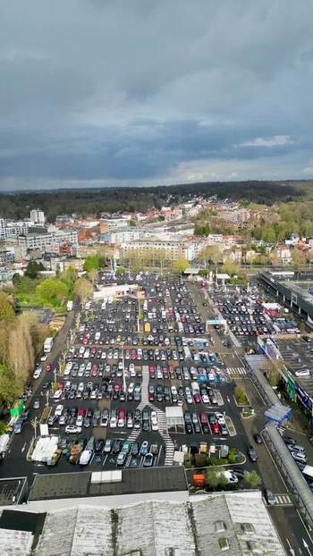 Aerial view of car park in Auderghem Belgium. Aerial view of car park in Auderghem Belgium.