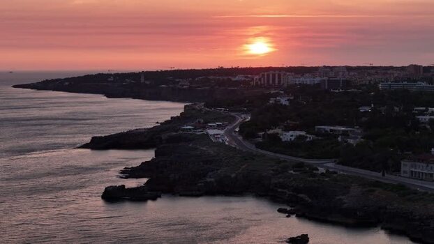 Aerial view of the rocky coastline of Cascais Portugal. Aerial view of the rocky coastline of Cascais Portugal.
