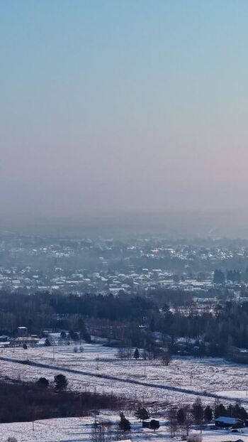 Aerial view of snowy landscape in Jelgava Municipality Latvia.