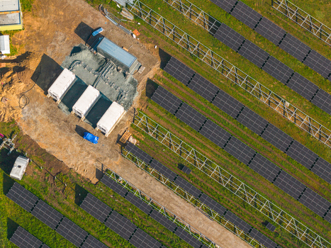 Aerial view of FVE Bohumilice solar farm with rows of photovoltaic panels and metal support structures in Klobouky u Brna Jihomoravsky kraj Czechia. Aerial view of FVE Bohumilice solar farm with rows of photovoltaic panels and metal support structures in Klobouky u Brna Jihomoravsky kraj Czechia.