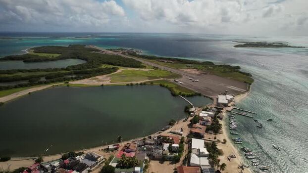 Aerial view of Los Roques archipelago in Venezuela.
