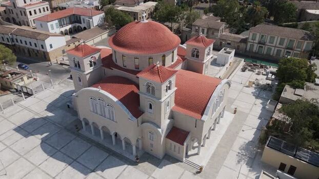 Aerial view of Saint John Cathedral in Nicosia Cyprus.