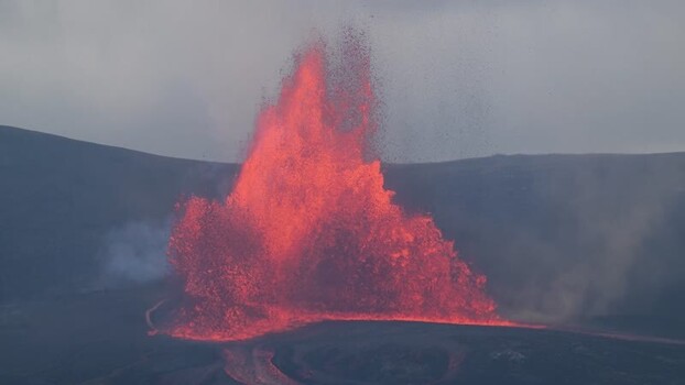 View of a spectacular volcanic eruption United States.