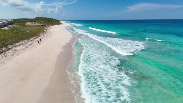 Aerial view of Stocking Island Beach and turquoise water The Bahamas. Aerial view of Stocking Island Beach and turquoise water The Bahamas.