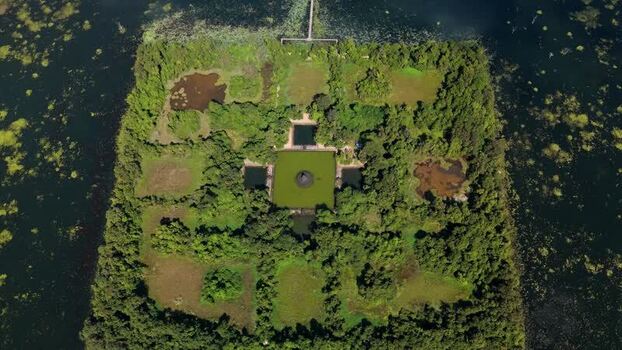 Aerial view of Neak Pean temple in the middle of water Cambodia. Aerial view of Neak Pean temple in the middle of water Cambodia.