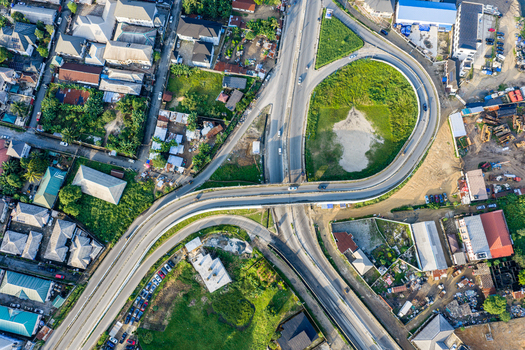 Port Harcourt Nigeria 03 July 2026 Aerial view of a highway interchange surrounded by residential buildings green spaces and urban infrastructure in Port Harcourt Rivers Nigeria. Port Harcourt Nigeria 03 July 2026 Aerial view of a highway interchange surrounded by residential buildings green spaces and urban infrastructure in Port Harcourt Rivers Nigeria.