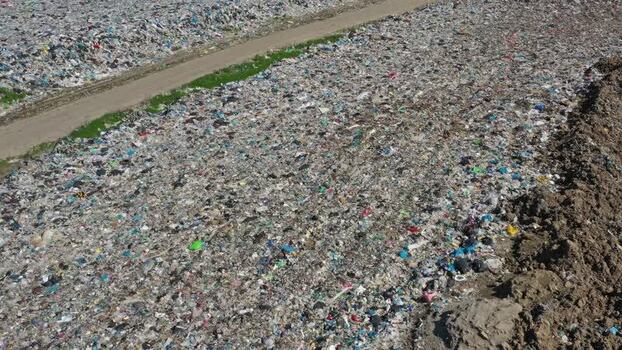 Aerial view of a large landfill site in Russia.