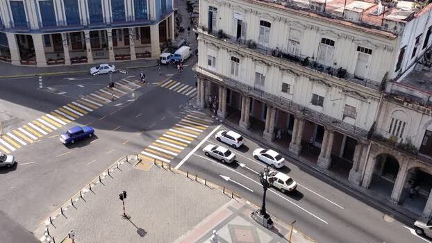 Aerial view of Paseo del Prado intersection in Havana Cuba.