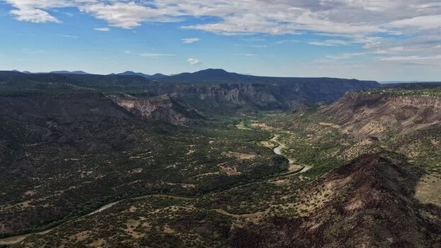 Aerial view of White Rock Overlook Park canyons United States.