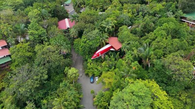 Aerial view of 727 Fuselage Home in the jungle Costa Rica. Aerial view of 727 Fuselage Home in the jungle Costa Rica.