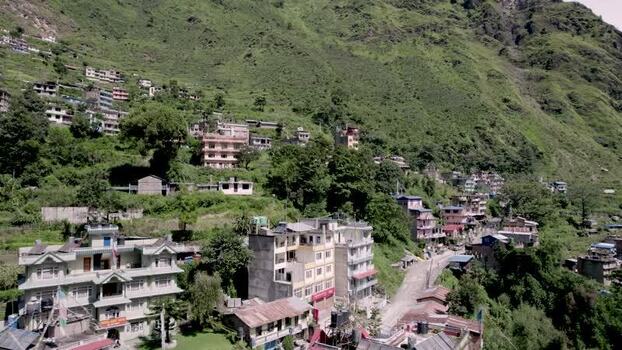 Aerial view of Yala Peak Guest House in Syafrubesi Nepal.