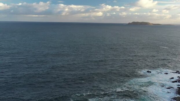 Aerial view of the Atlantic coast and waves Spain.