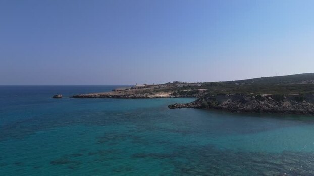 Aerial view of the rocky coastline in Famagusta Northern Cyprus.