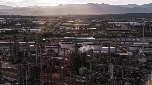 Aerial view of Suncor Energy USA Inc refinery United States.