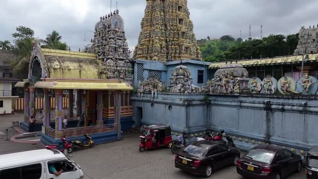 Aerial view of Sri Muthumariamman Temple in Kandy Sri Lanka.