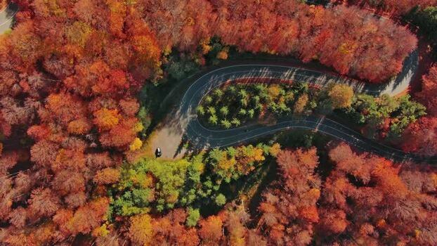 Aerial view of winding road in Carpathian Mountains Romania. Aerial view of winding road in Carpathian Mountains Romania.