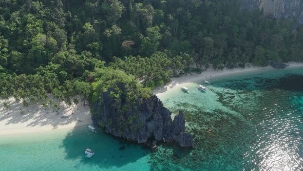 Aerial view of Papaya Beach and turquoise waters Philippines. Aerial view of Papaya Beach and turquoise waters Philippines.