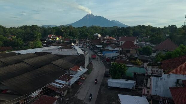 Aerial view of Traditional Market Pasar Kembang Klaten Indonesia.