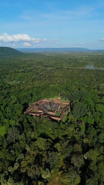 Aerial view of ancient temple in the jungle Cambodia. Aerial view of ancient temple in the jungle Cambodia.