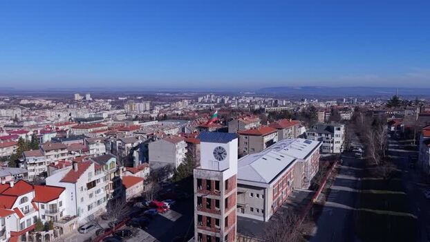 Aerial view of the city of Shumen Bulgaria.