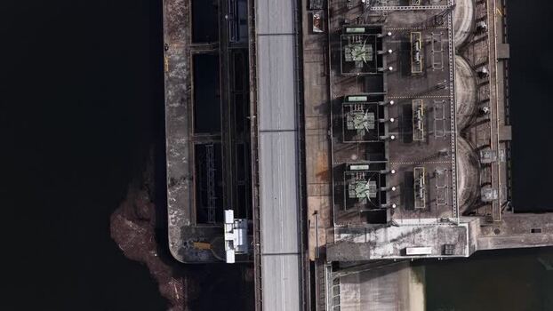 Aerial view of a hydroelectric dam and power station in Tagus river Portugal. Aerial view of a hydroelectric dam and power station in Tagus river Portugal.