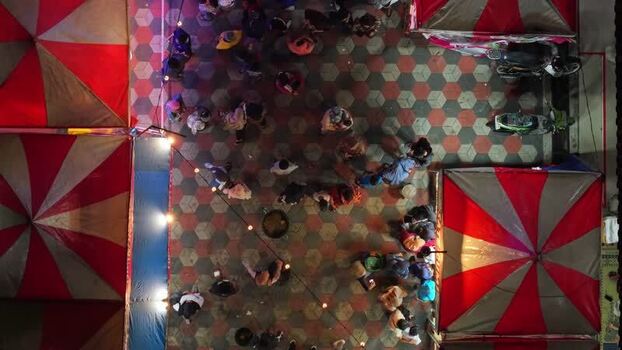 Aerial view of GOR Gelarsena Klaten Night Market Indonesia.