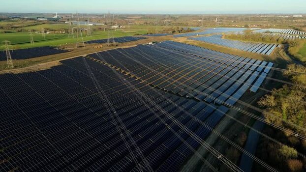 Aerial view of Tye Lane Solar farm United Kingdom. Aerial view of Tye Lane Solar farm United Kingdom.