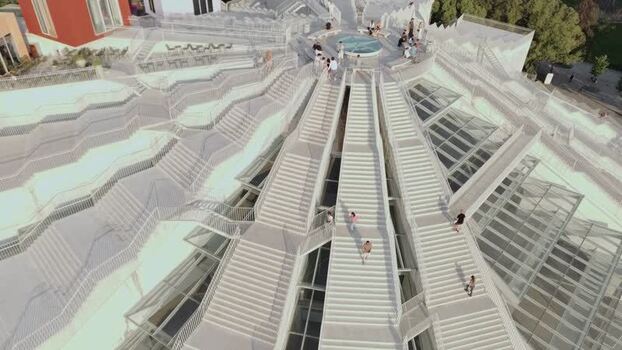 Aerial view of the Pyramid of Tirana Albania.