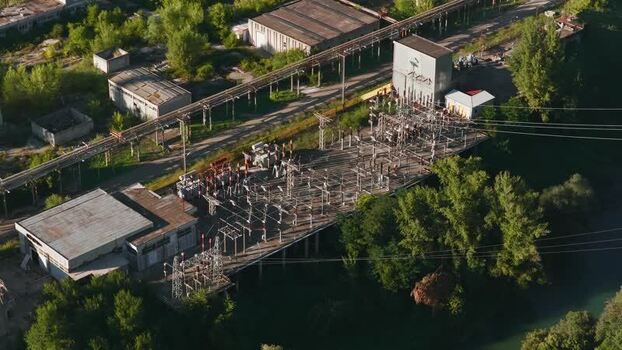 Aerial view of industrial power substation in Nera Montoro Italy. Aerial view of industrial power substation in Nera Montoro Italy.