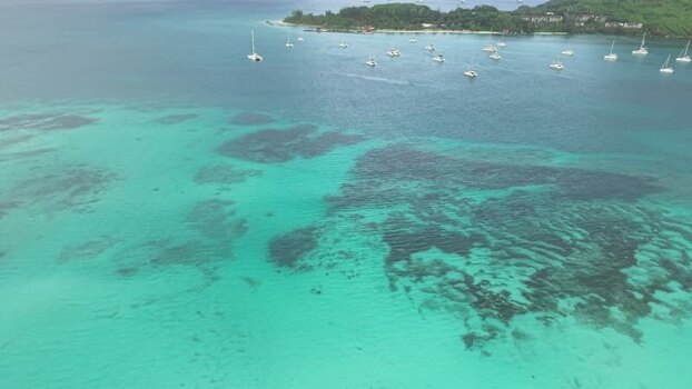 Aerial view of yachts in Saint Anne Marine National Park Seychelles. Aerial view of yachts in Saint Anne Marine National Park Seychelles.