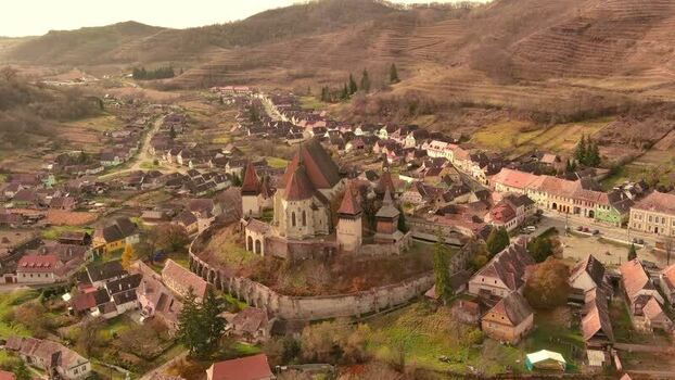 Aerial view of Biertan Fortified Church in Romania. Aerial view of Biertan Fortified Church in Romania.