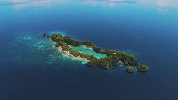 Aerial view of Rufas Home Stay in Waisai Indonesia.