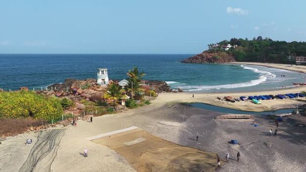 Aerial view of the sandy beach and coastline in Kovalam India. Aerial view of the sandy beach and coastline in Kovalam India.