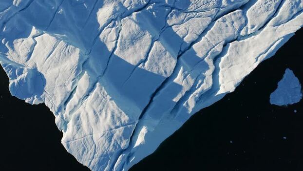 Aerial view of Ilulissat glacier in Greenland.