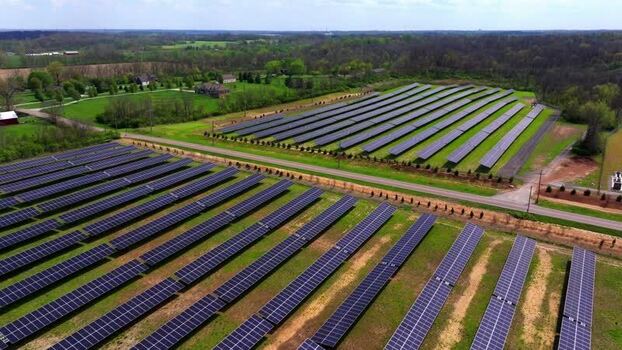 Aerial view of Solar Panels in Lebanon United States.
