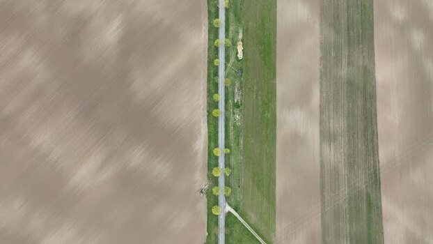 Aerial view of agricultural land France.